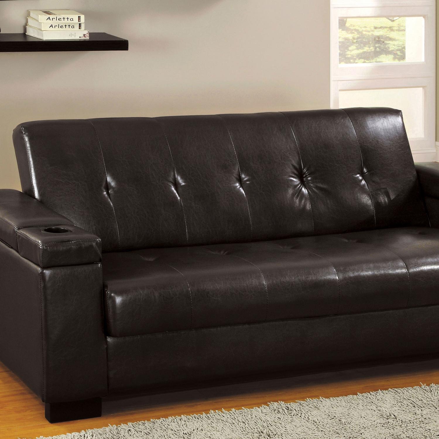 Contemporary Futon sofa LOGAN CM2123 CM2123 in Espresso Leatherette