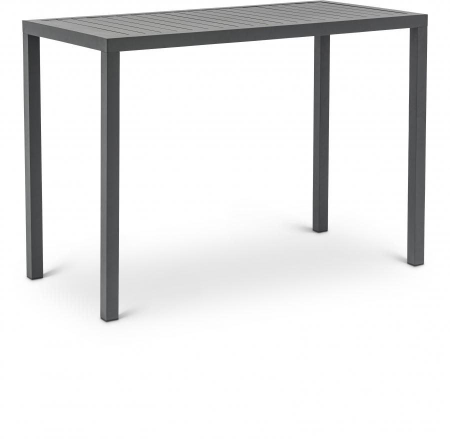

    
Contemporary Gray Aluminium Patio Rectangle Bar Table Meridian Furniture Maldives 344Grey-T
