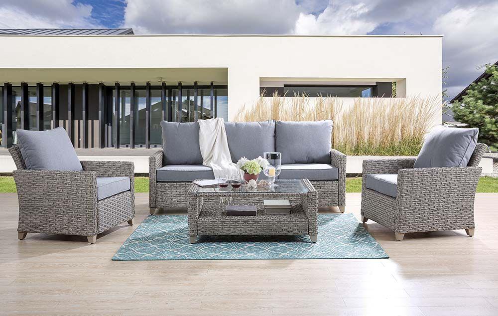

    
Contemporary Gray Resin Wicker Patio Sofa Set-4PCS Acme Furniture Greeley OT01090-PS-4PCS
