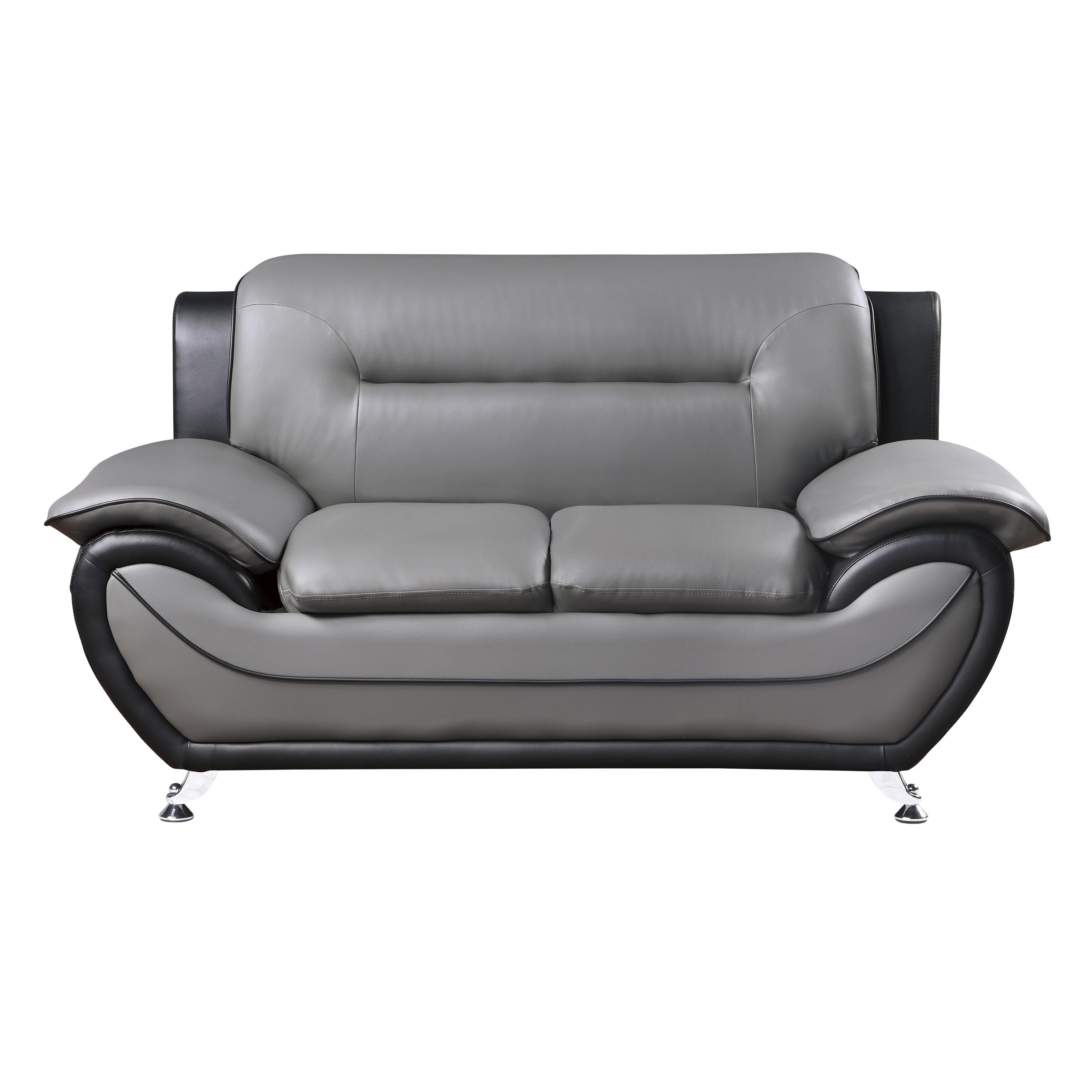 Contemporary Loveseat 9419-2 Matteo 9419-2 in Gray Faux Leather