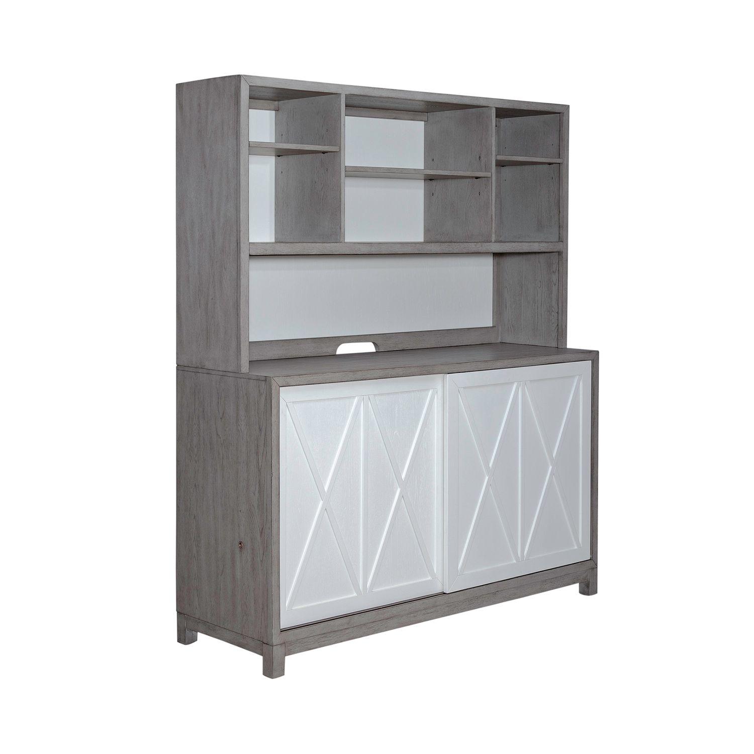 

    
Contemporary Gray & White Hutch Palmetto Heights (499-DR) Liberty Furniture
