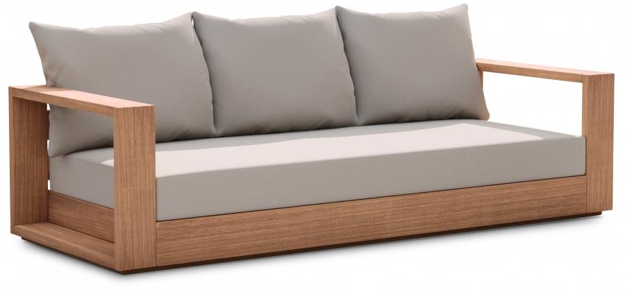 

    
Contemporary Gray Wood Fabric Patio Sofa Meridian Furniture Tulum 353Grey-S

