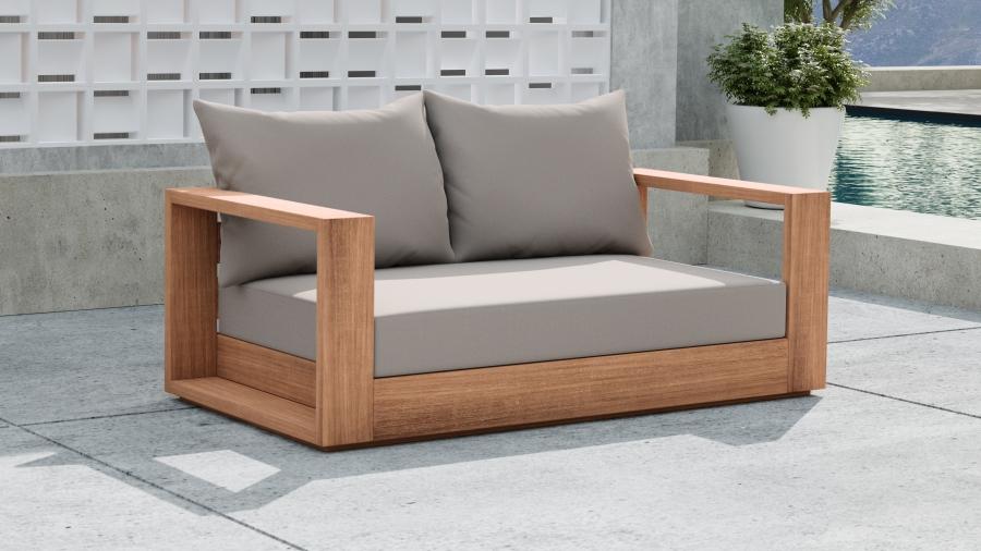 

    
 Photo  Contemporary Gray Wood Fabric Patio Sofa Set 4PCS Meridian Furniture Tulum 353Grey-S-4PCS
