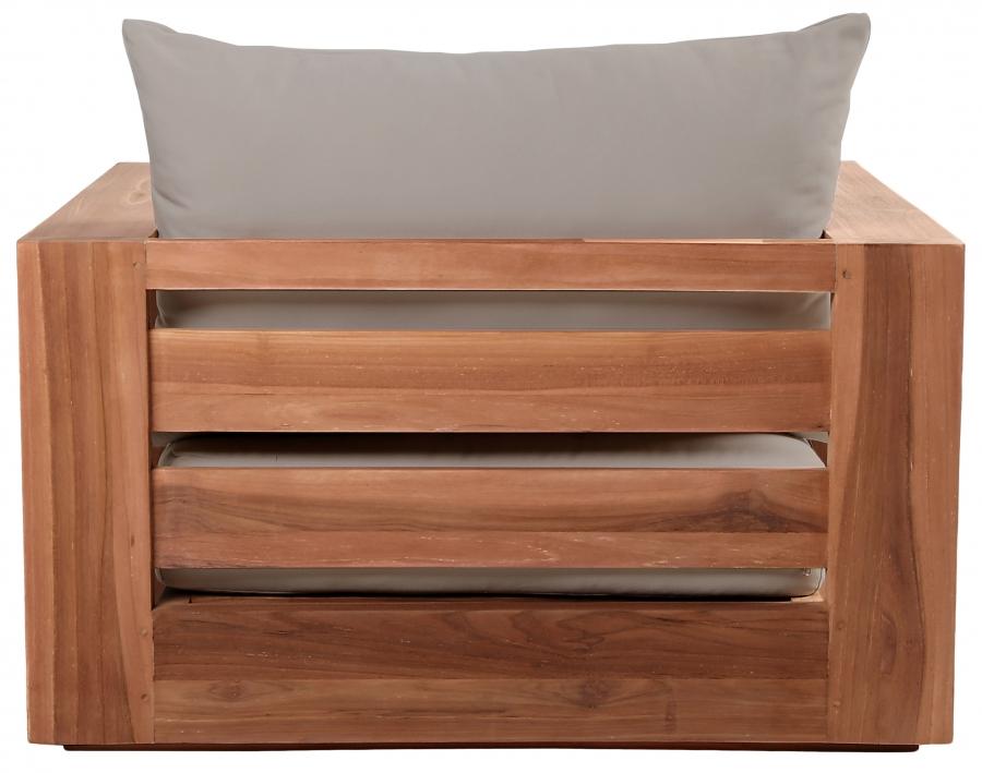 

    
 Photo  Contemporary Gray Wood Fabric Patio Sofa Set 4PCS Meridian Furniture Tulum 353Grey-S-4PCS
