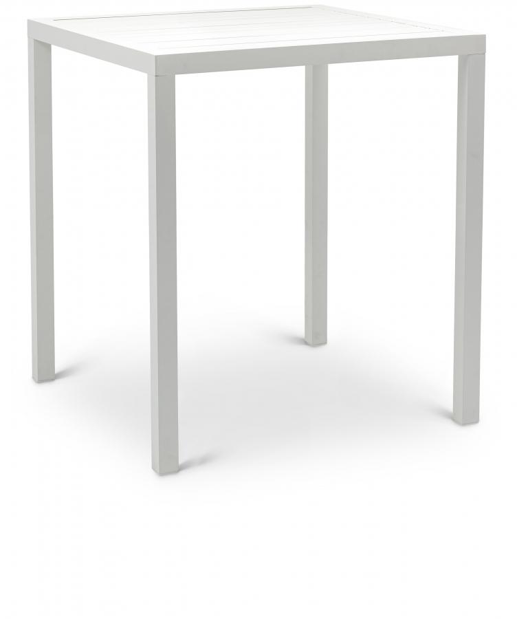 

    
Contemporary White Aluminium Patio Square Bar Table Meridian Furniture Maldives 345White-T
