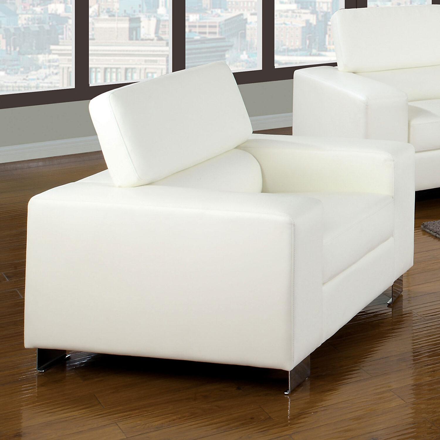 Contemporary Arm Chair CM6336WH-CH Makri CM6336WH-CH in White Bonded Leather