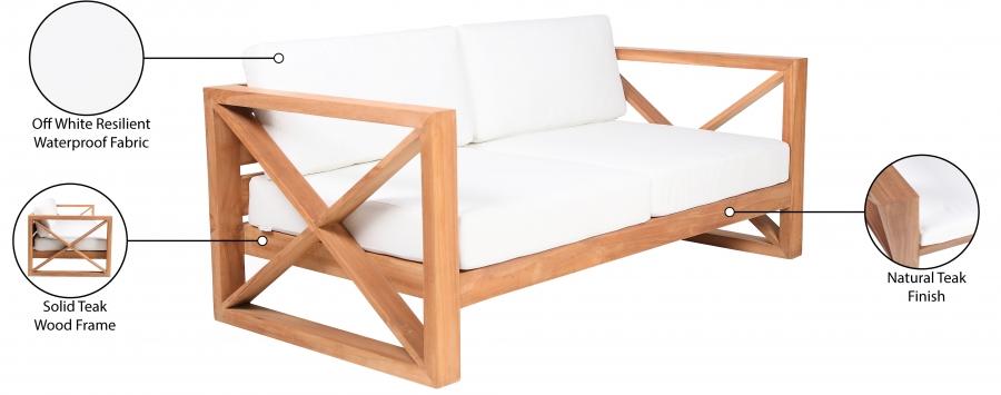 

        
15996553321236Contemporary White Wood Fabric Patio Sofa Meridian Furniture Anguilla 352White-S
