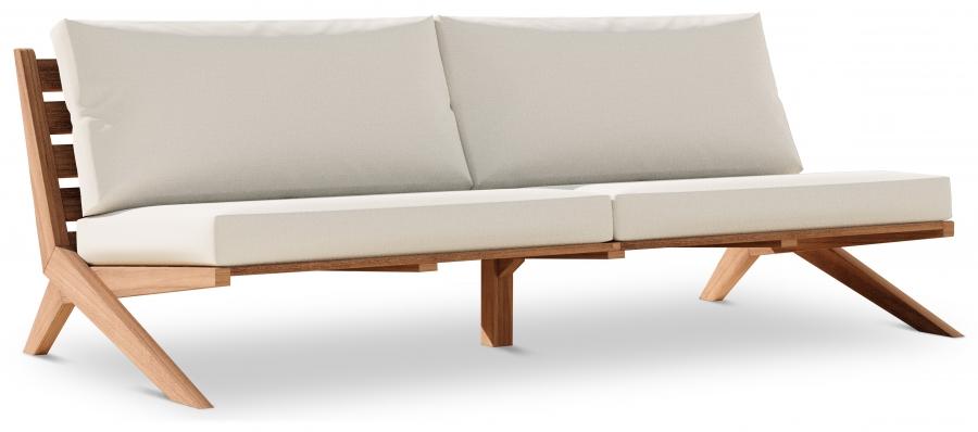 

    
Contemporary White Wood Fabric Patio Sofa Meridian Furniture Tahiti 351White-S
