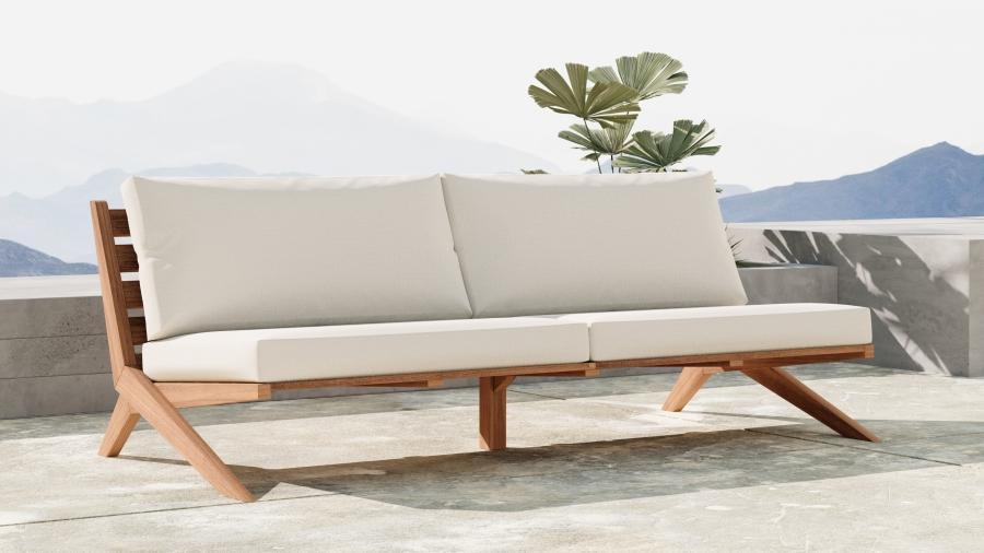 

    
Contemporary White Wood Fabric Patio Sofa Meridian Furniture Tahiti 351White-S
