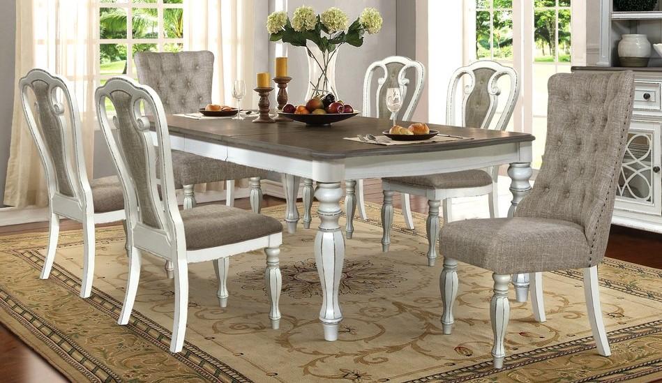 Cottage Rectangle dining table D738 D738-T in White, Gray 