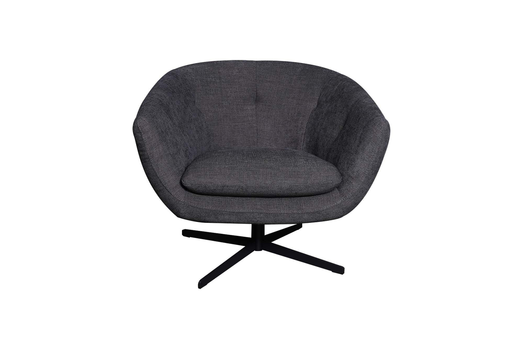

    
Dark Gray Fabric Swivel Chair 599 Allison Moroni Mid-Century Modern
