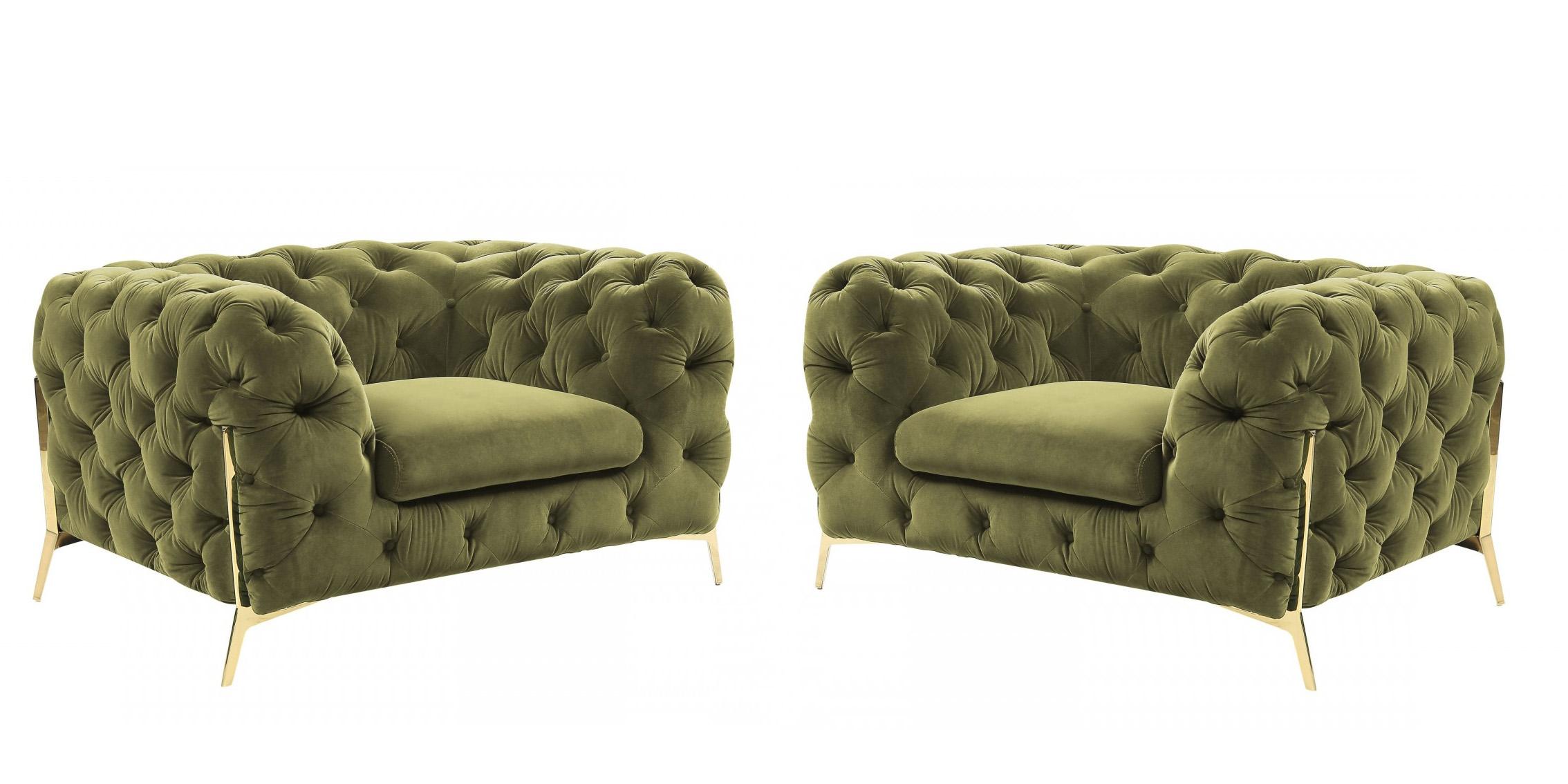 

    
Deluxe Green Velvet Tufted Arm Chair Set 2Ps VIG Divani Casa Sheila Contemporary
