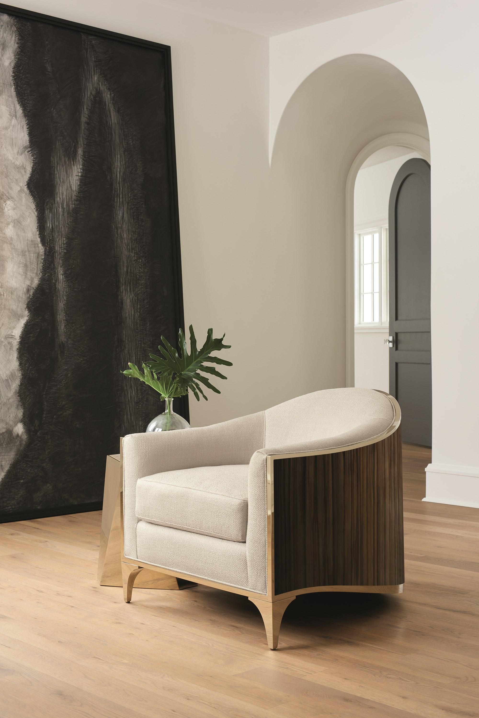 Contemporary Accent Chair THE SVELTE CHAIR SGU-017-233-A in Cream, Ebony Fabric