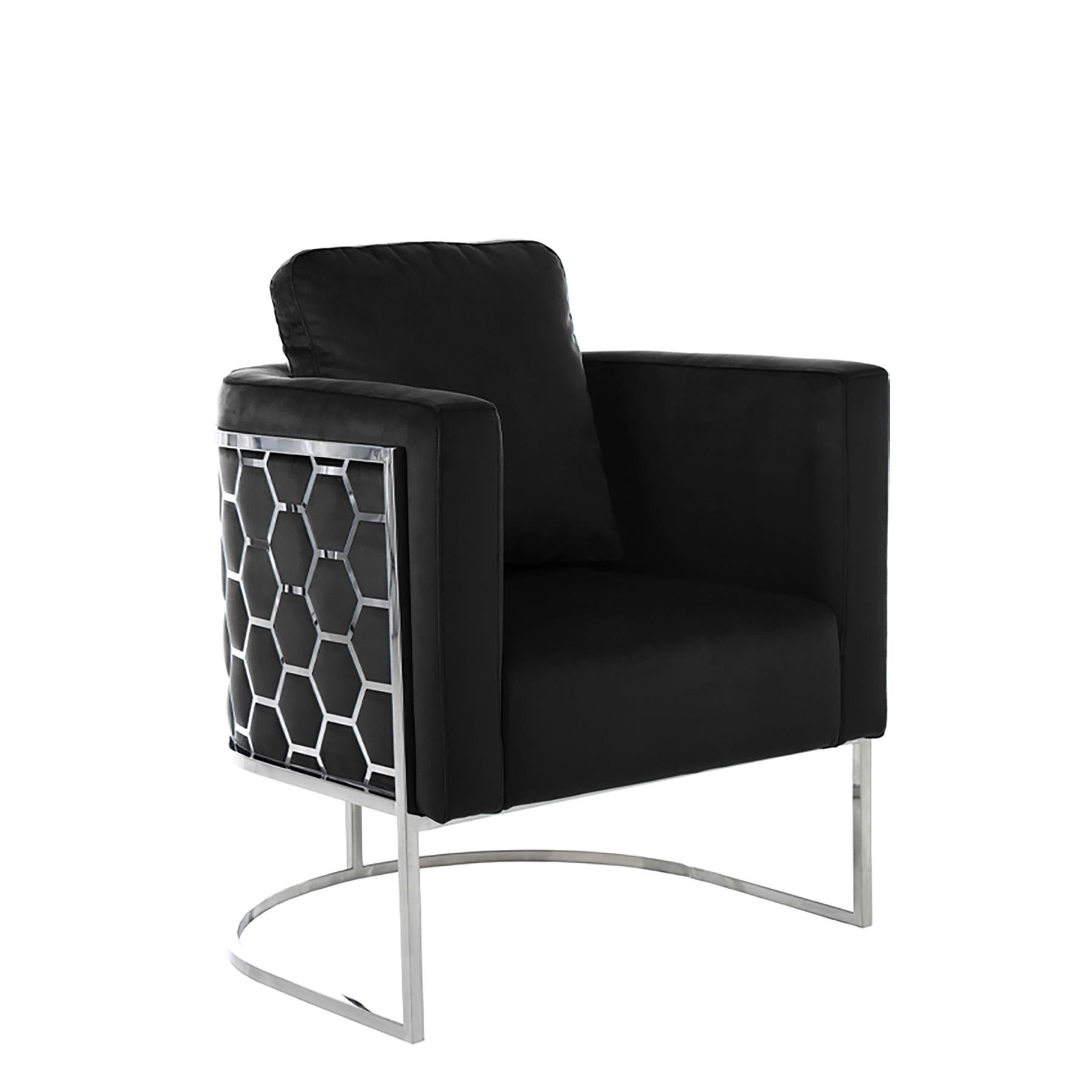 

    
Glam Chrome & Black Velvet Arm Chair CASA 691Black-C Meridian Contemporary
