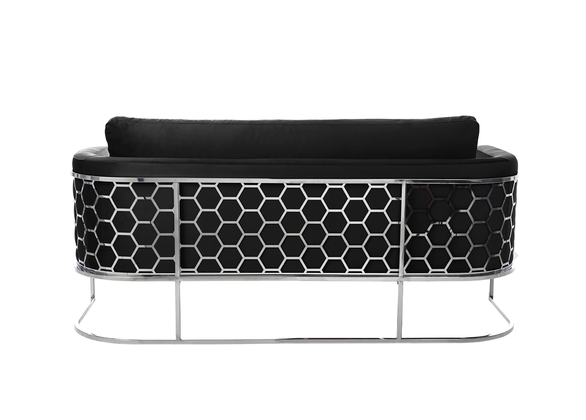 

    
Glam Chrome & Black Velvet Sofa CASA 691Black-S Meridian Contemporary Modern
