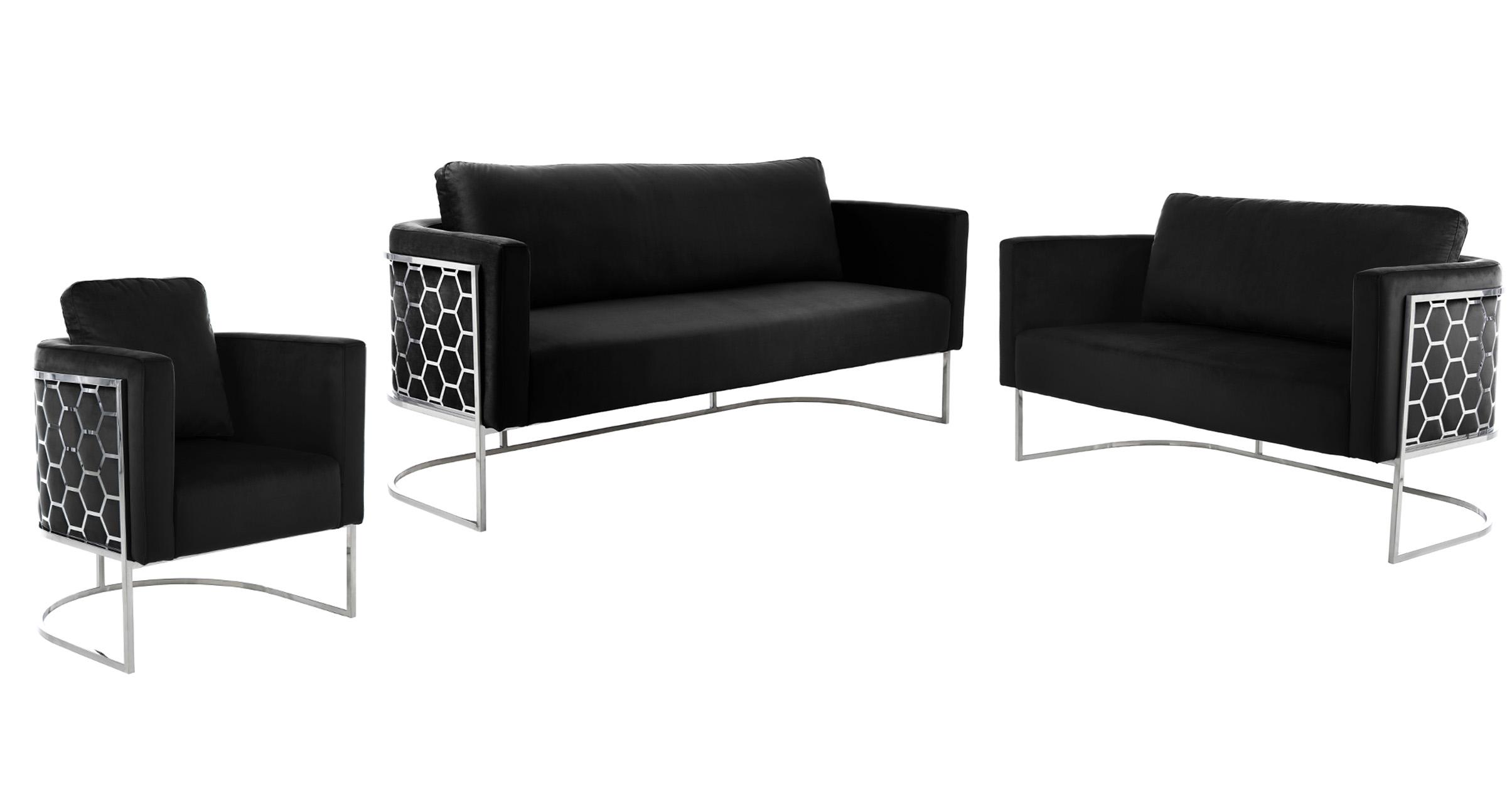 

    
 Order  Glam Chrome & Black Velvet Sofa CASA 691Black-S Meridian Contemporary Modern
