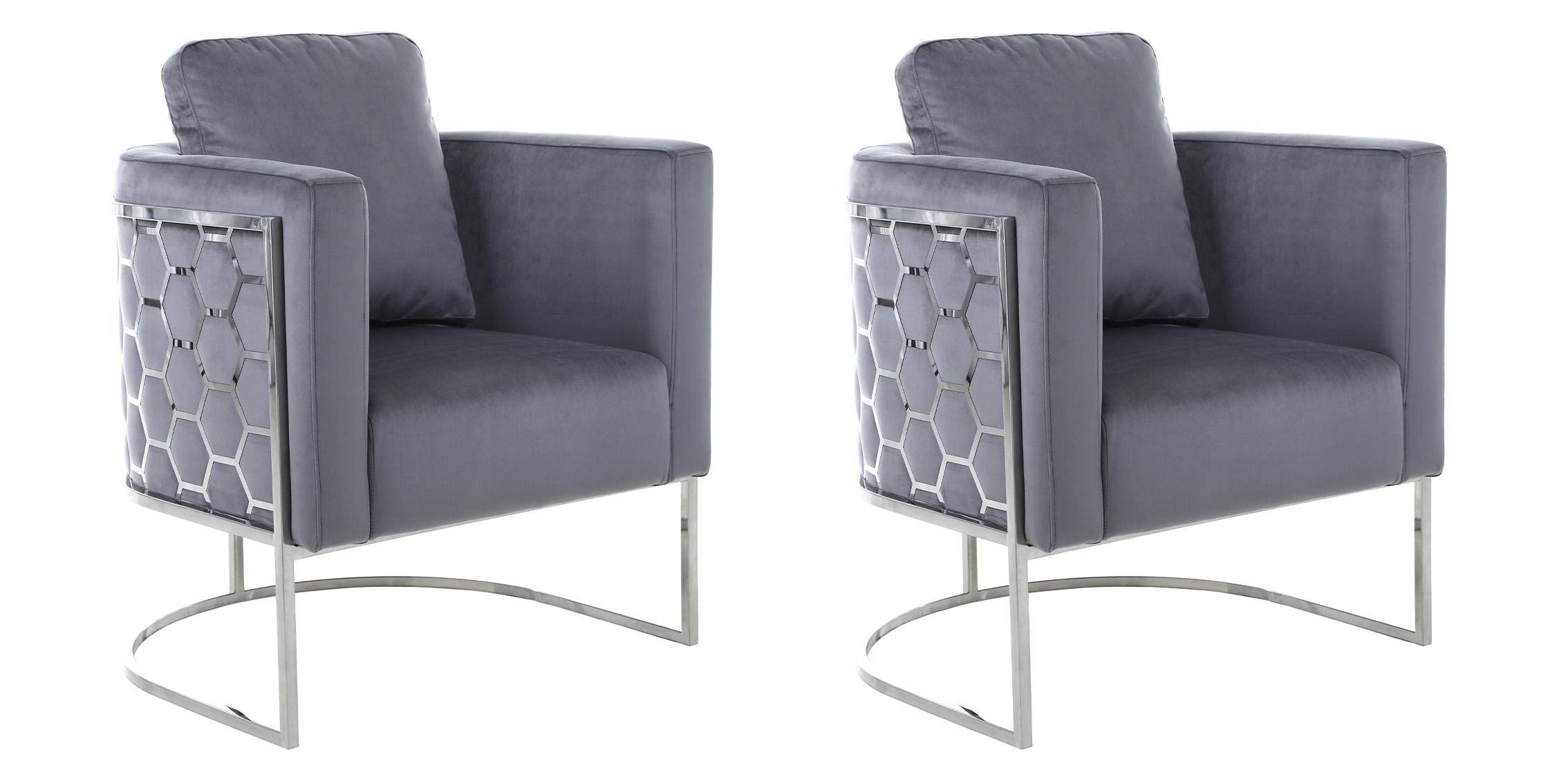 

    
Glam Chrome & Grey Velvet Chair Set 2Pcs CASA 691Grey-C Meridian Modern
