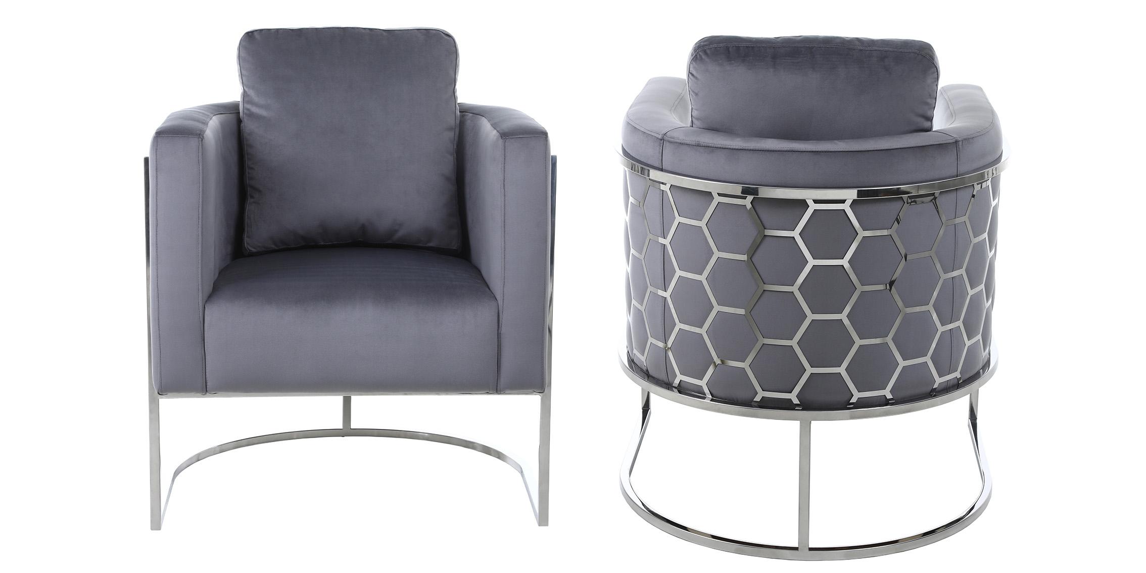 

    
Glam Chrome & Grey Velvet Chair Set 2Pcs CASA 691Grey-C Meridian Modern
