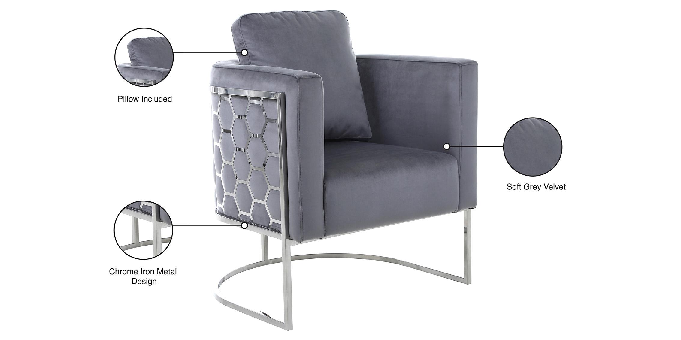 

    
 Order  Glam Chrome & Grey Velvet Chair Set 2Pcs CASA 691Grey-C Meridian Modern
