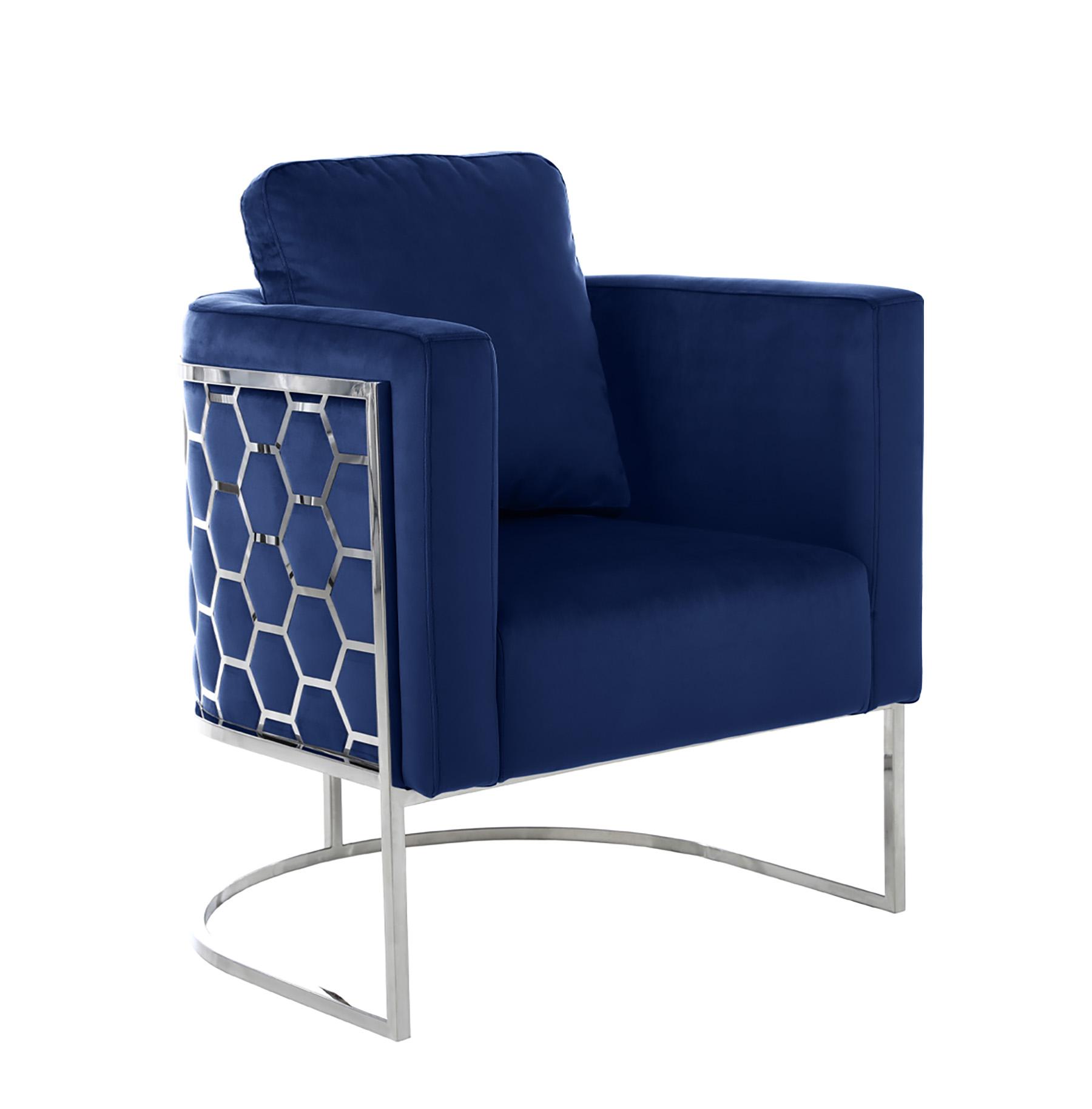 

    
Glam Chrome & Navy Velvet Chair CASA 691Navy-C Meridian Contemporary Modern
