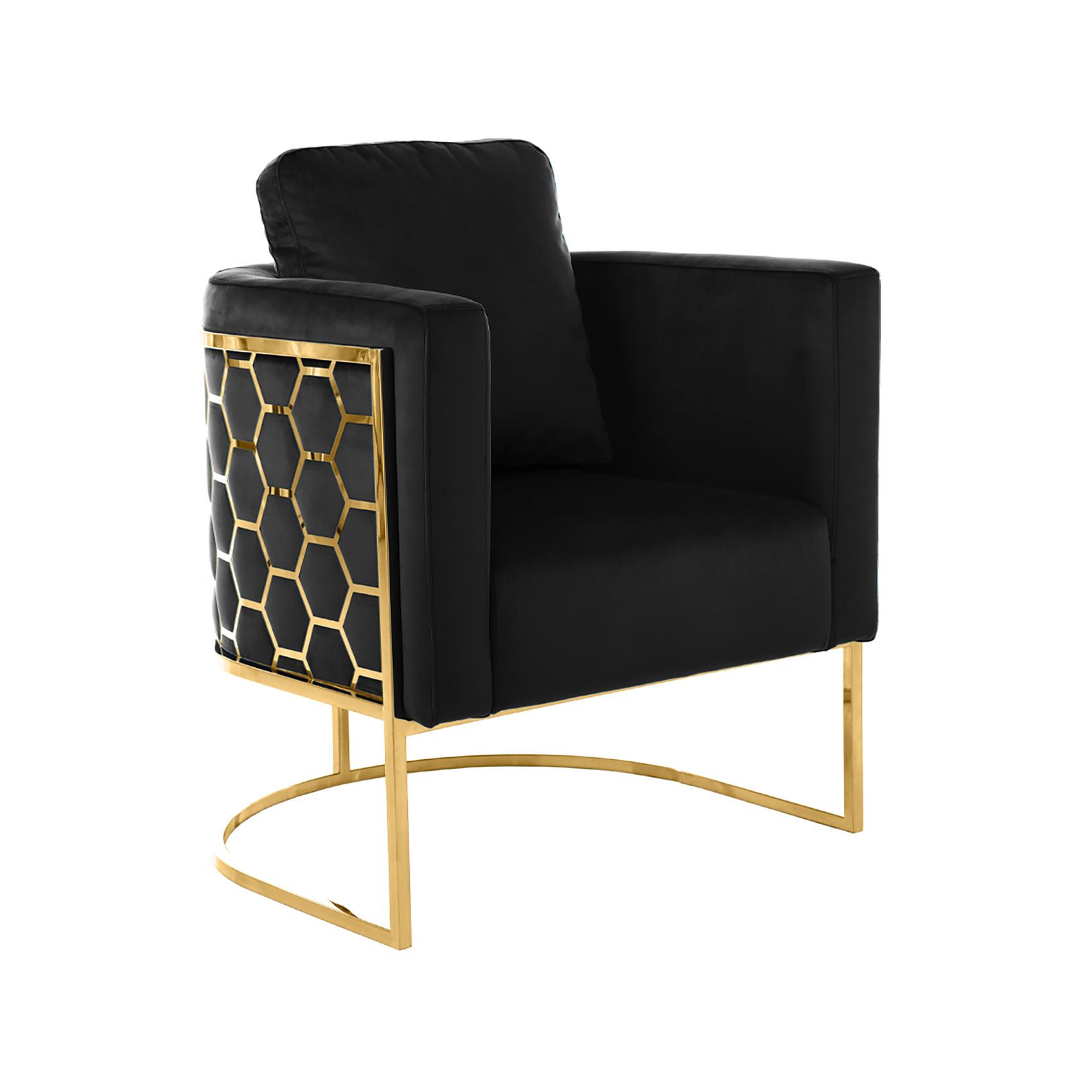 Contemporary Arm Chair CASA 692Black-C 692Black-C in Gold, Black Velvet
