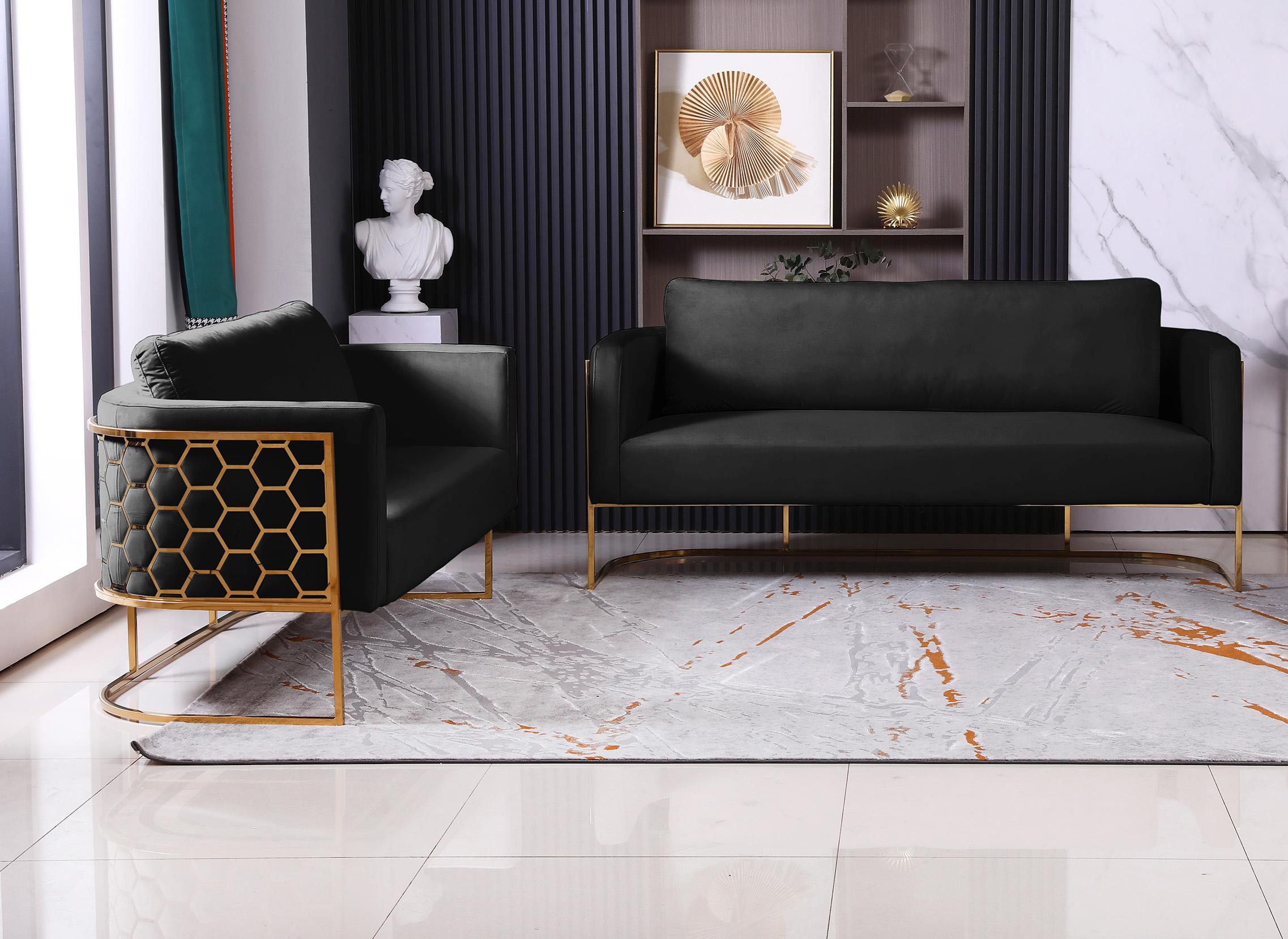 

    
692Black-S Glam Gold & Black Velvet Sofa CASA 692Black-S Meridian Contemporary
