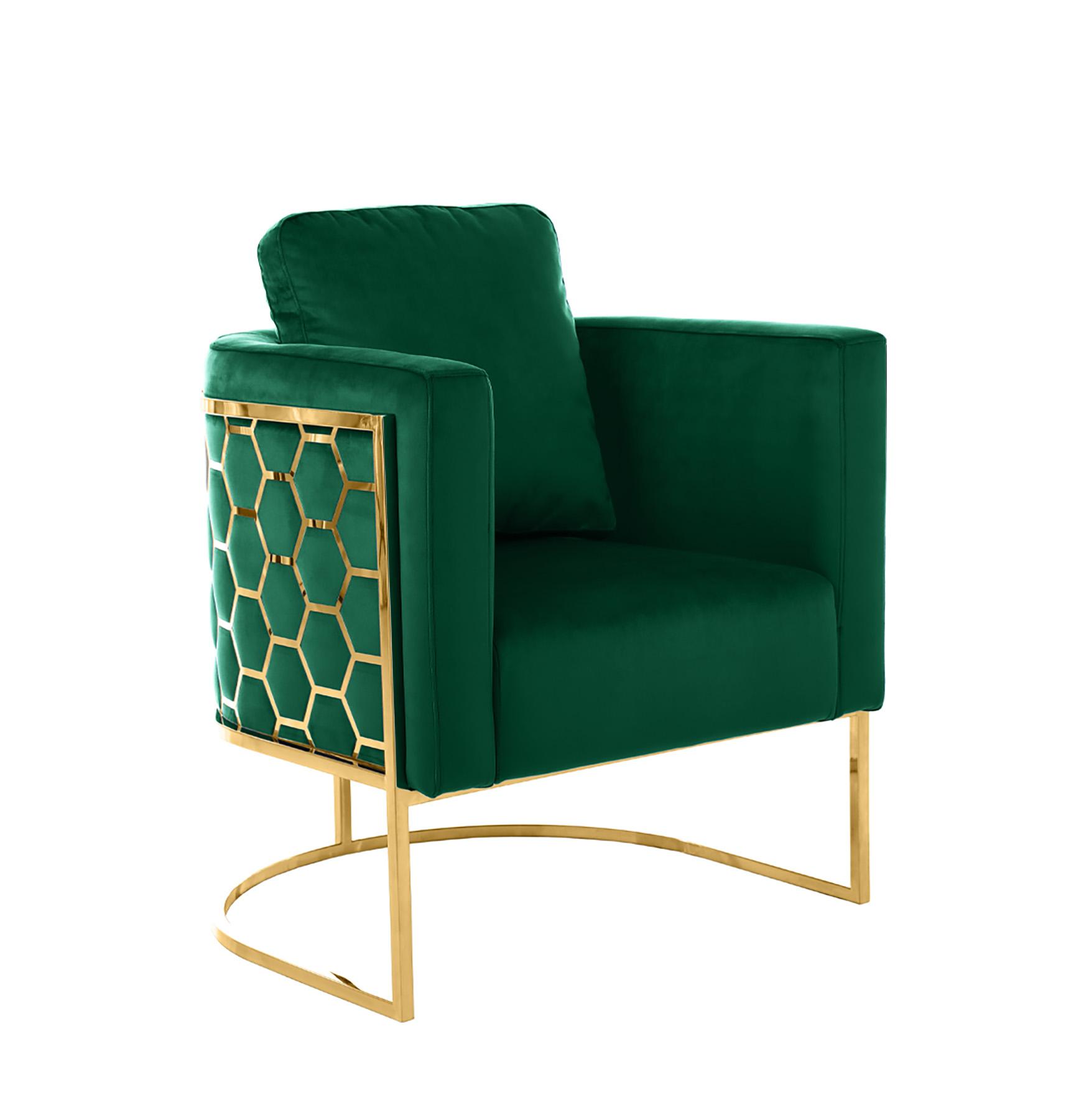 Contemporary Arm Chair CASA 692Green-C 692Green-C in Green, Gold Velvet