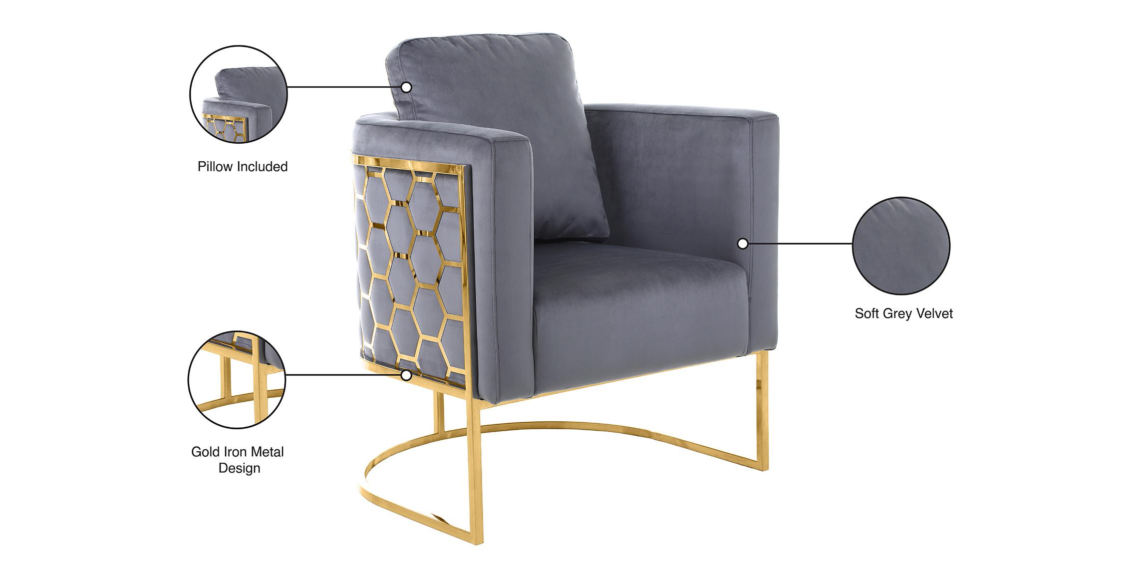 

    
 Order  Glam Gold & Grey Velvet Chair Set 2Pcs CASA 692Grey-C Meridian Contemporary
