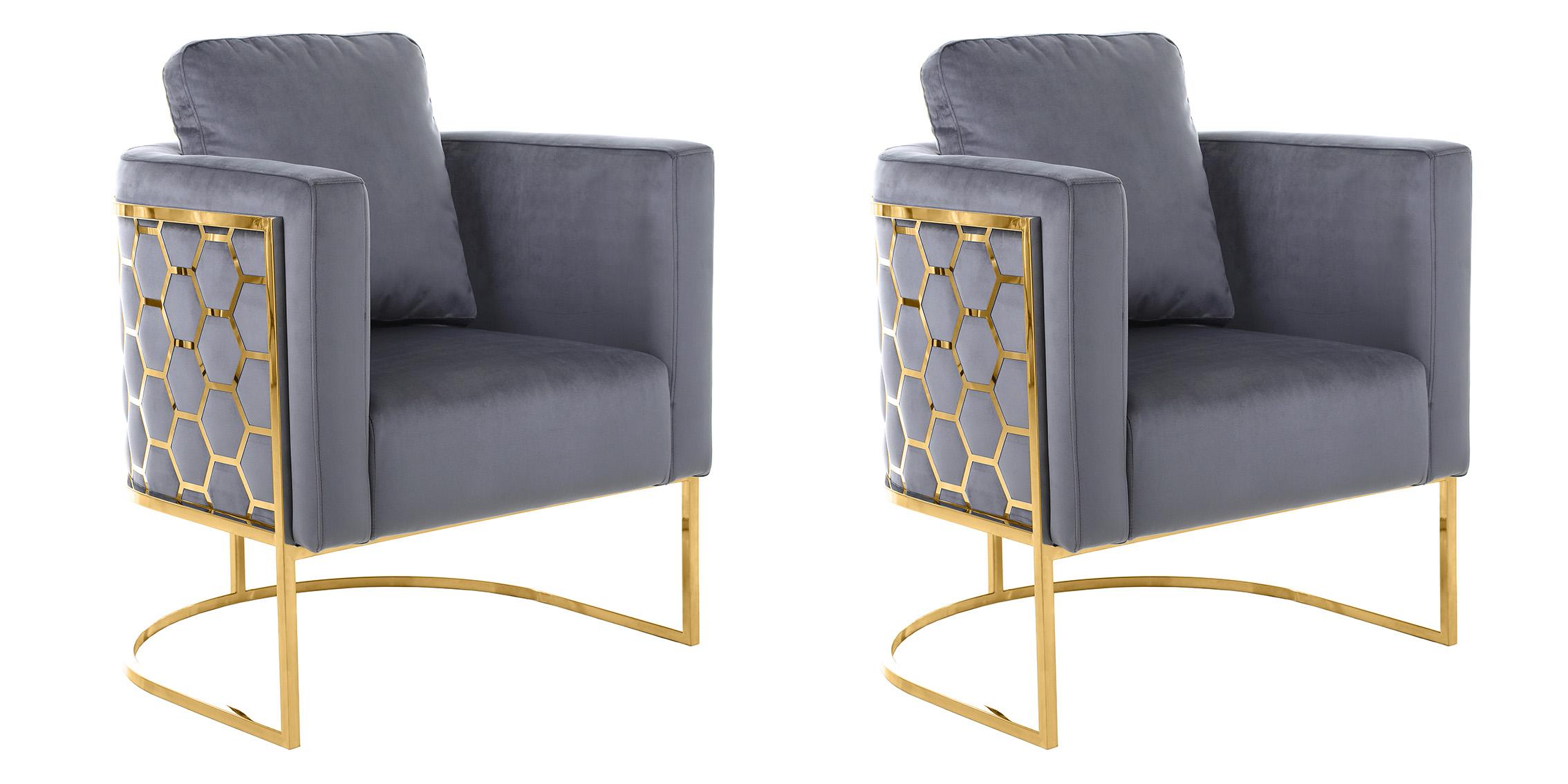 

    
Glam Gold & Grey Velvet Chair Set 2Pcs CASA 692Grey-C Meridian Contemporary
