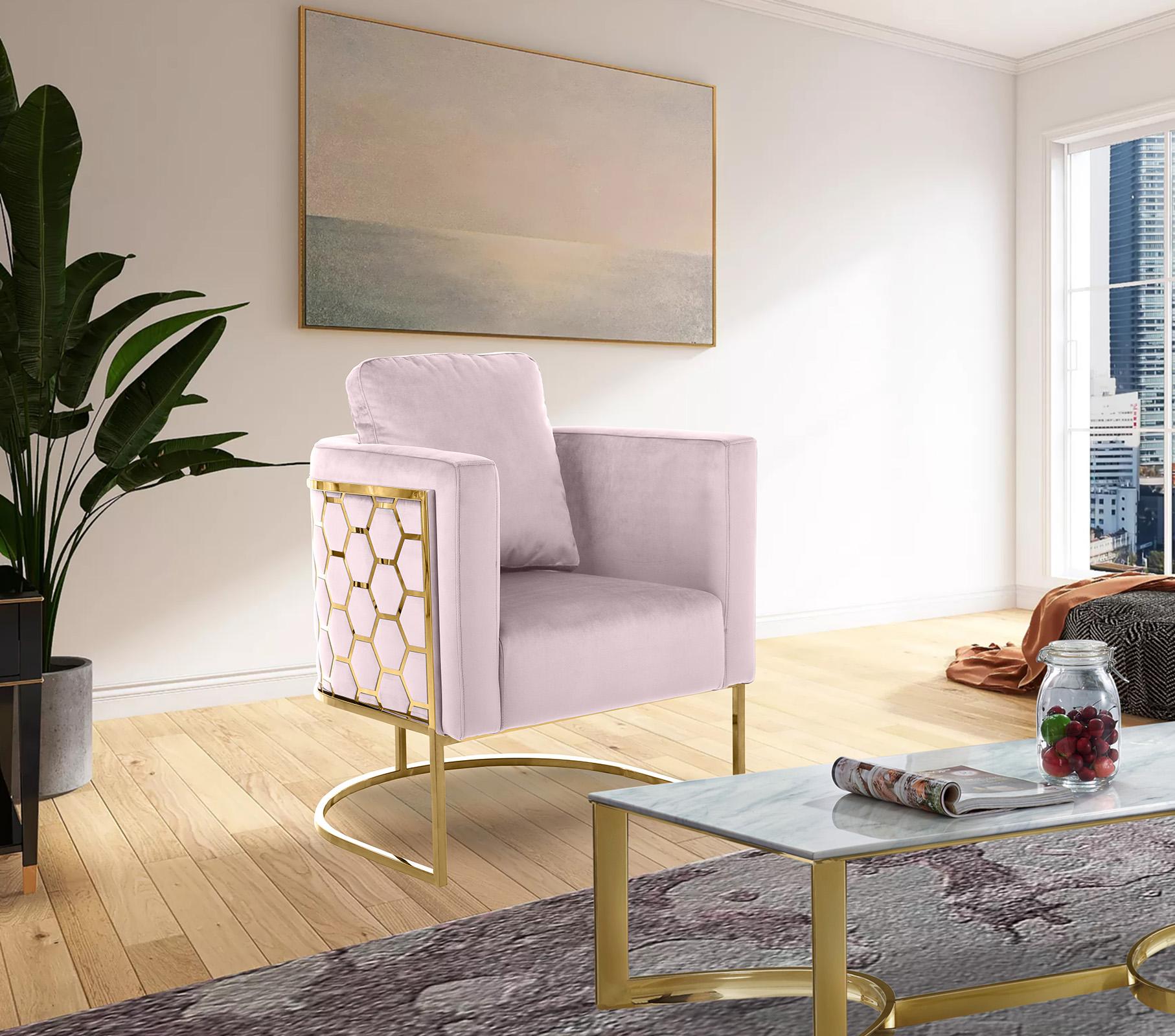 

    
Glam Gold & Pink Velvet Chair Set 2Pcs CASA 692Pink-C Meridian Contemporary
