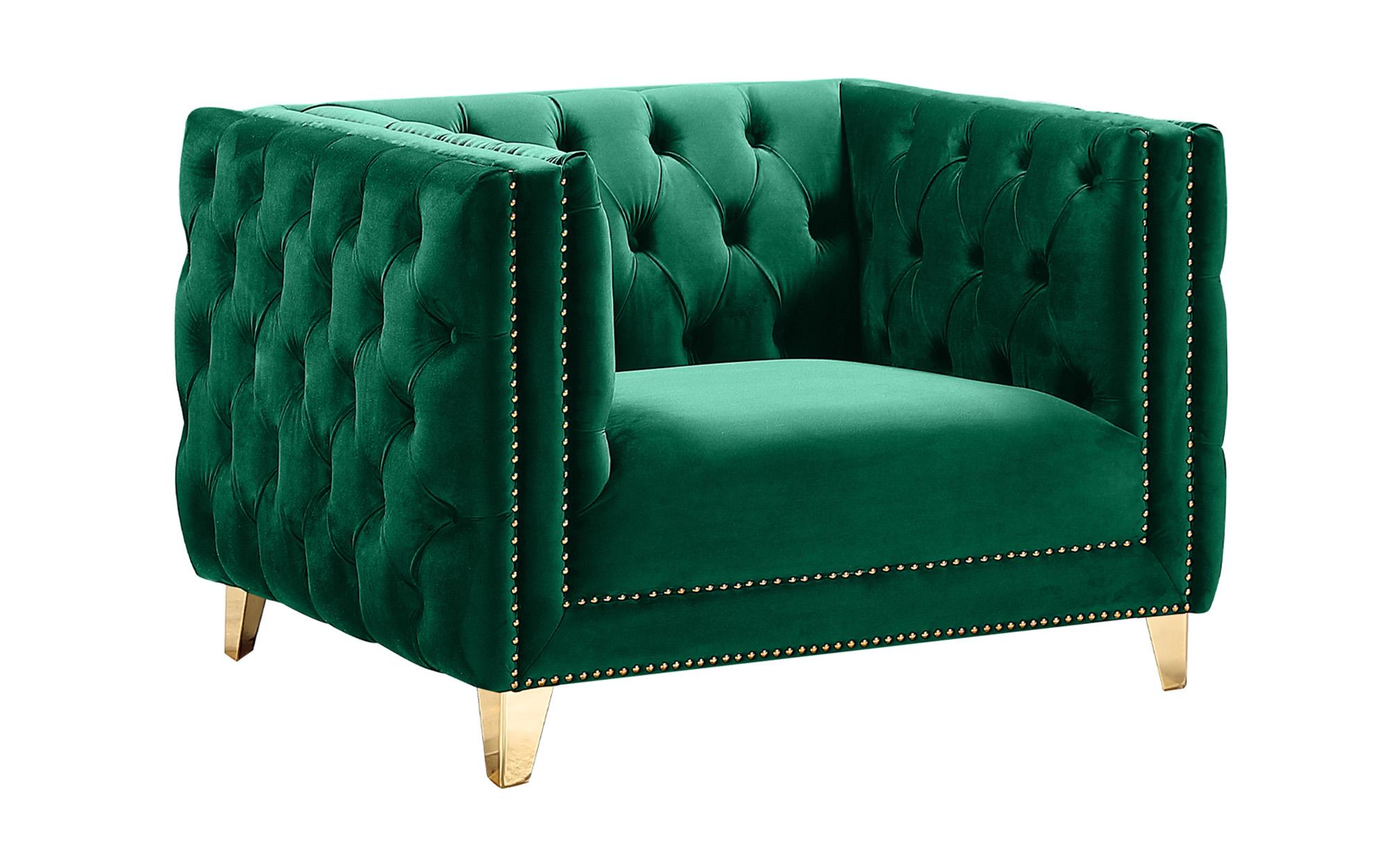

    
Glam Green Velvet Arm Chair MICHELLE 652Green-C Meridian Contemporary Modern
