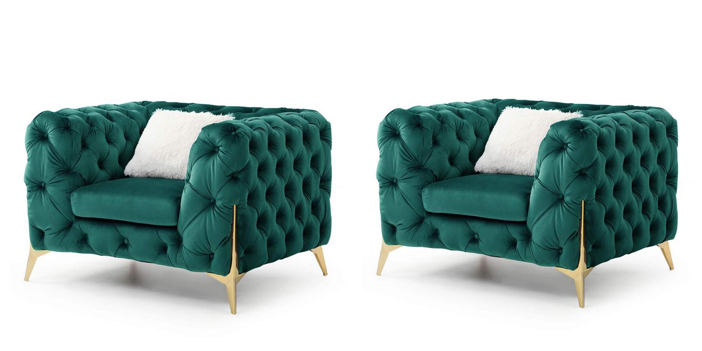 

    
Glam Green Velvet Arm Chair Set 2Pcs MODERNO Galaxy Home Contemporary Modern
