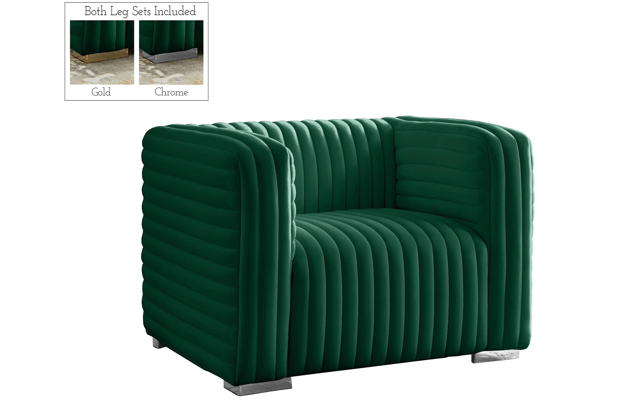 Contemporary, Modern Chair Ravish 640Green-C 640Green-C in Green Velvet