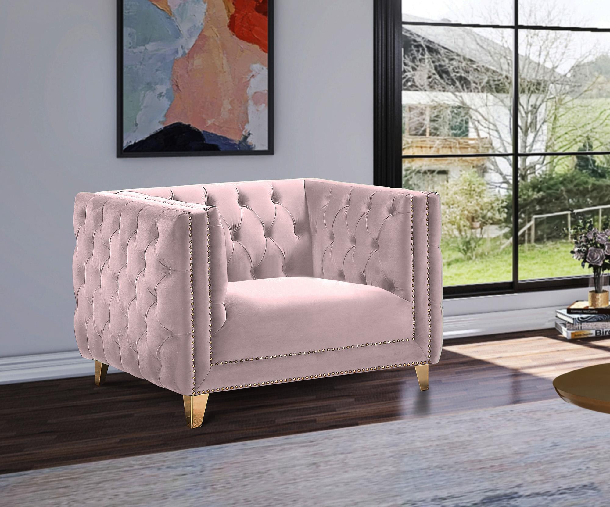 

    
Glam Pink Velvet Arm Chair MICHELLE 652Pink-C Meridian Contemporary Modern
