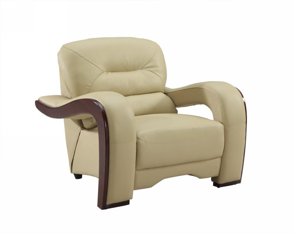 Contemporary Armchair 992 992-BEIGE-CH in Beige Leather Match