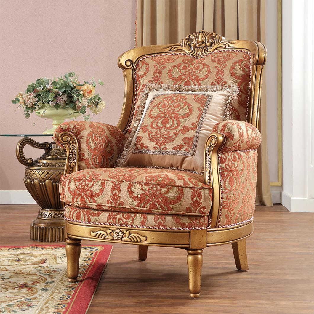 

    
Perfect Brown & Gold Armchair Traditional Homey Design HD-106
