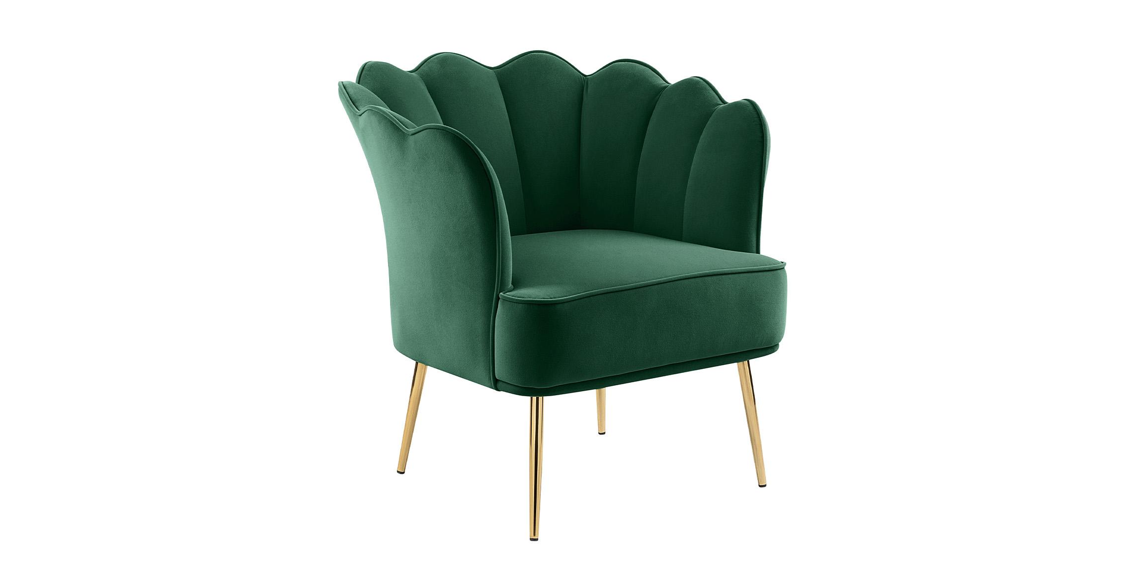 Contemporary, Modern Accent Chair JESTER 516Green 516Green in Green, Gold Velvet