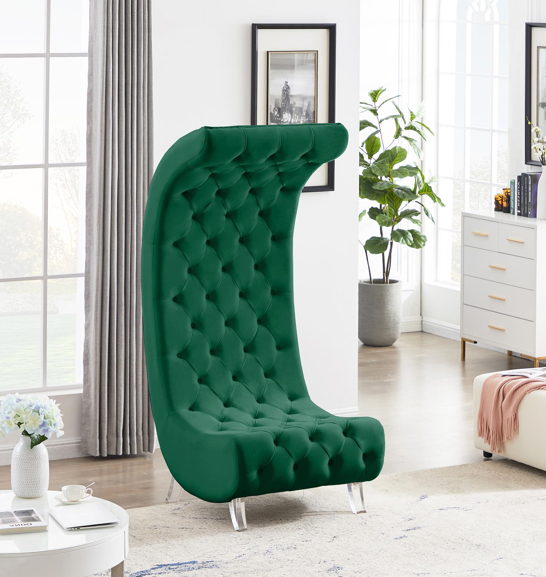 

    
Green Velvet Tufted Accent Chair CRESCENT 568Green-C Meridian Contemporary
