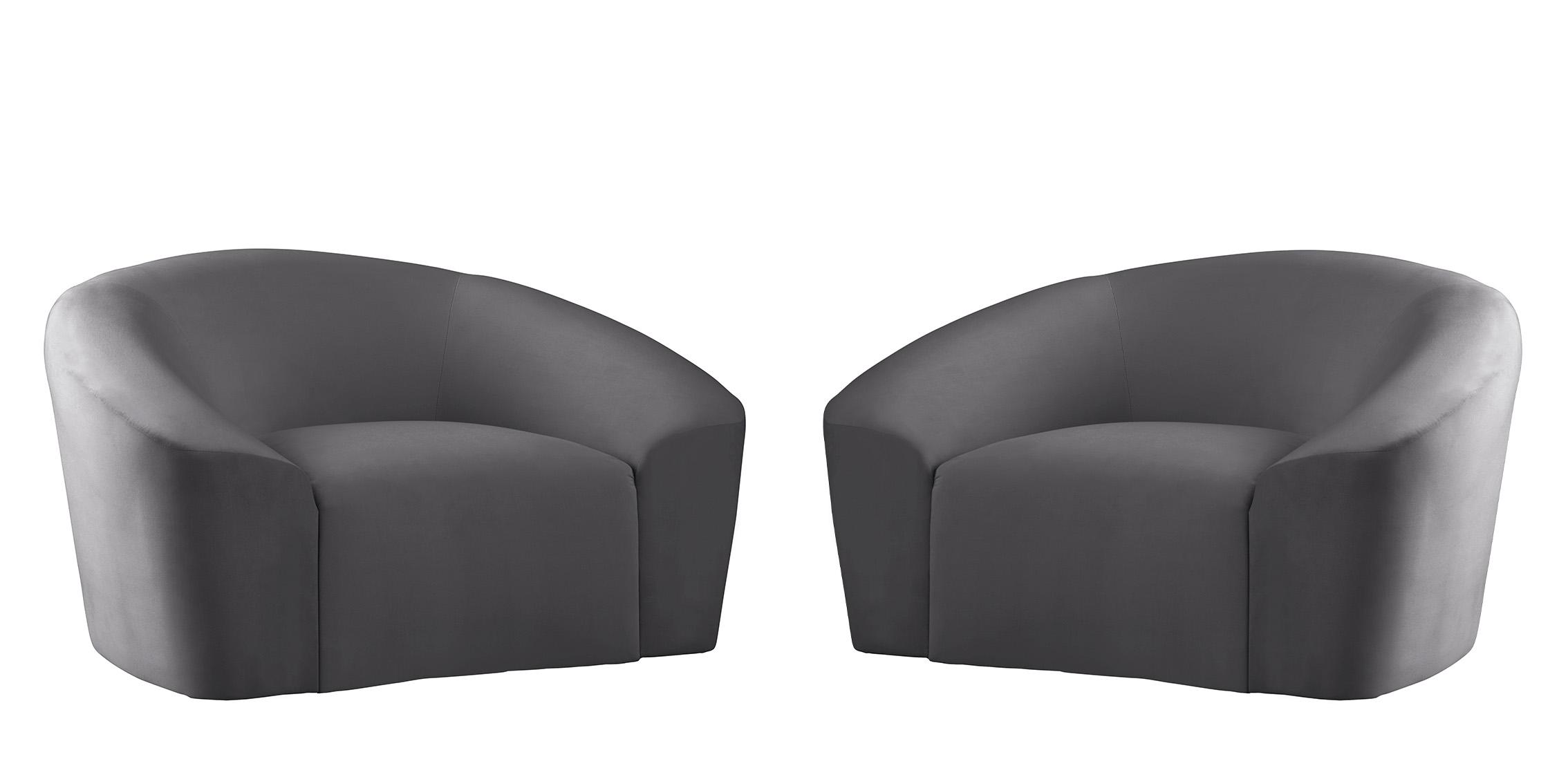 

    
Grey Velvet Chair Set 2Pcs RILEY 610Grey-C Meridian Modern Contemporary
