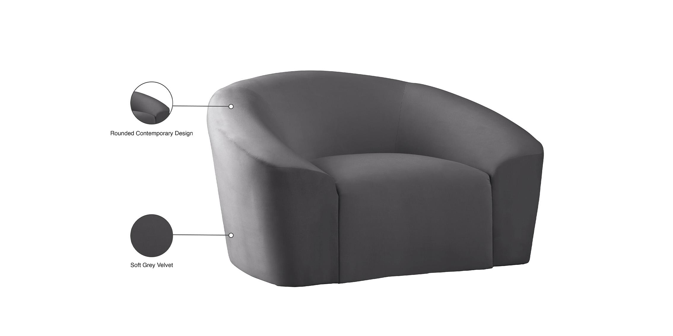 

    
 Order  Grey Velvet Chair Set 2Pcs RILEY 610Grey-C Meridian Modern Contemporary
