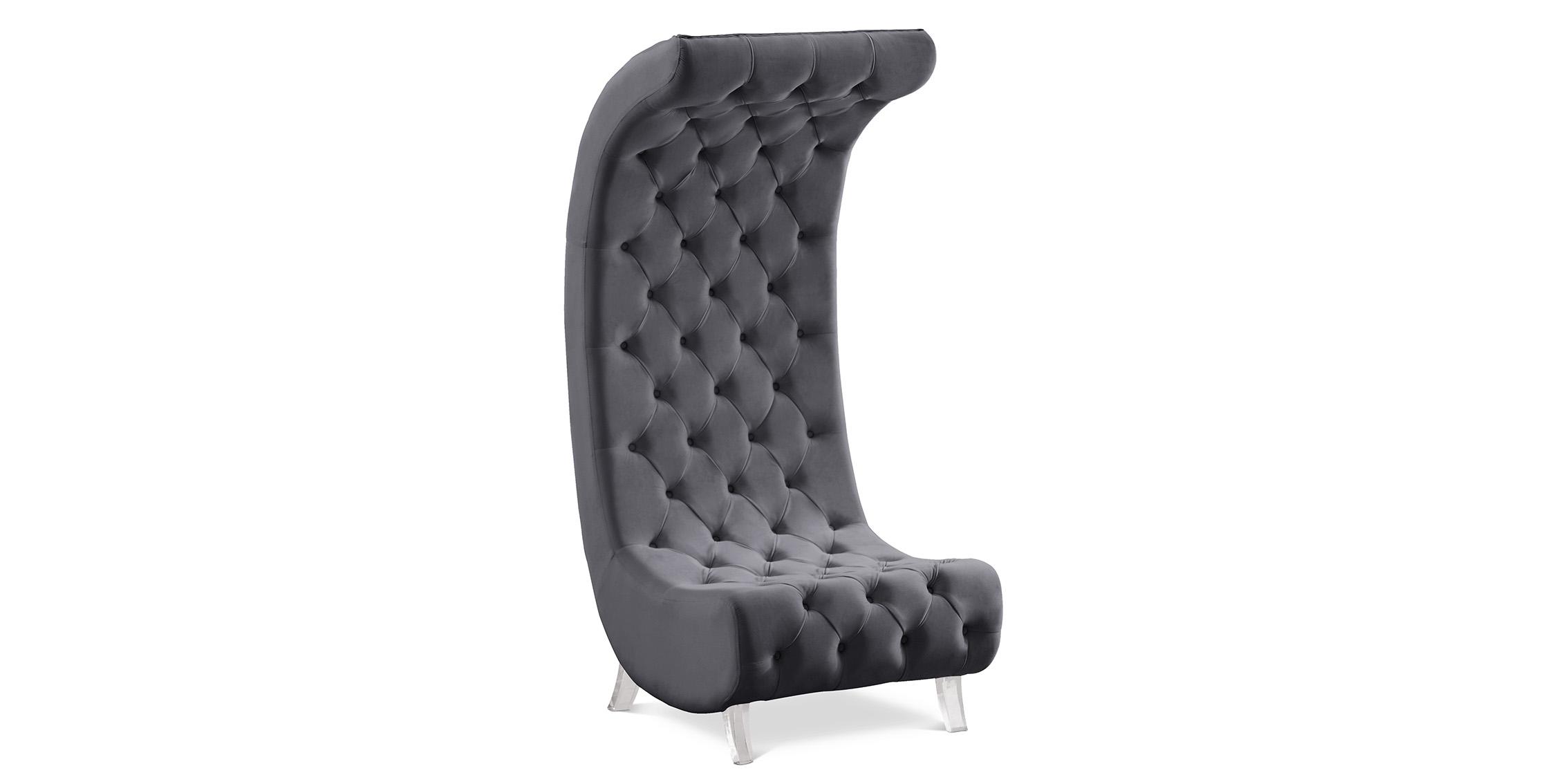 

    
Grey Velvet Tufted Accent Chair CRESCENT 568Grey-C Meridian Contemporary
