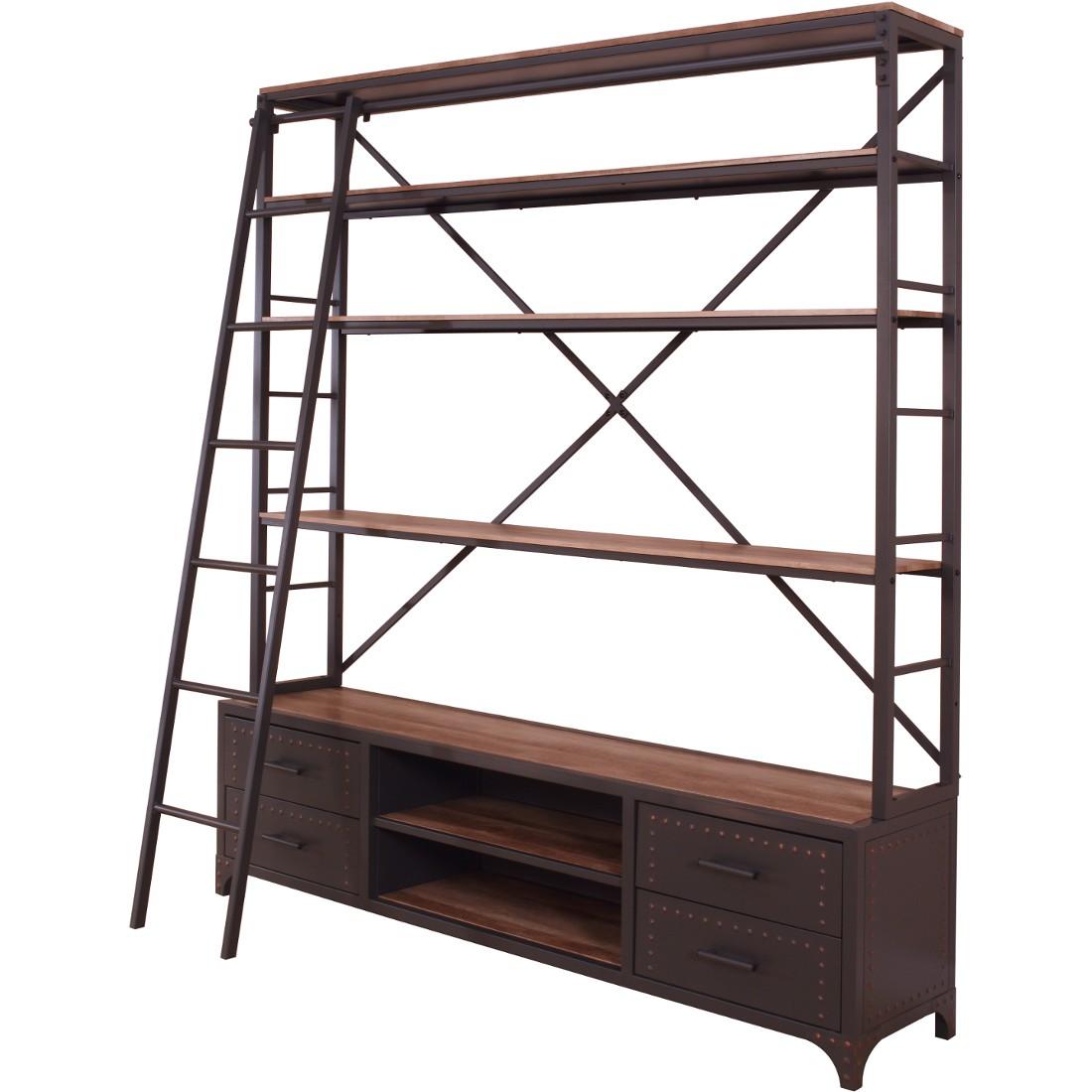 

    
Home Office Bookshelf & Ladder Metal & Wood ACTAKI 92436 Acme Industrial Modern
