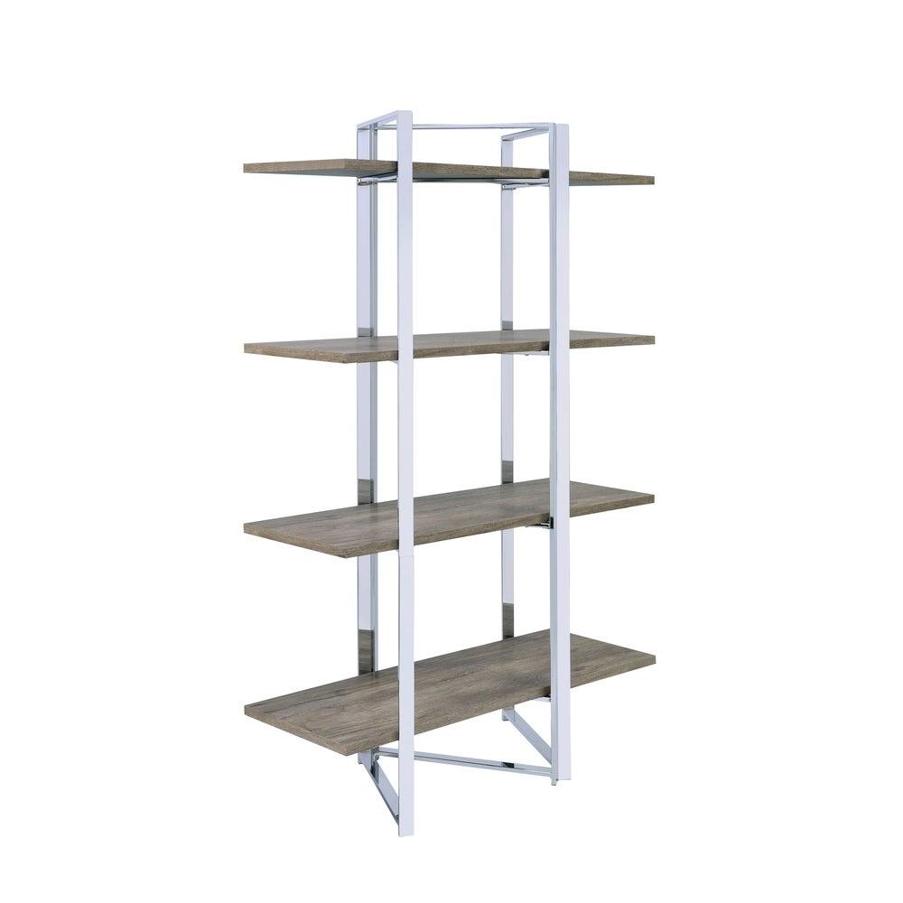 Contemporary, Modern Bookcase Libby Libby 92545 in Oak, Chrome 