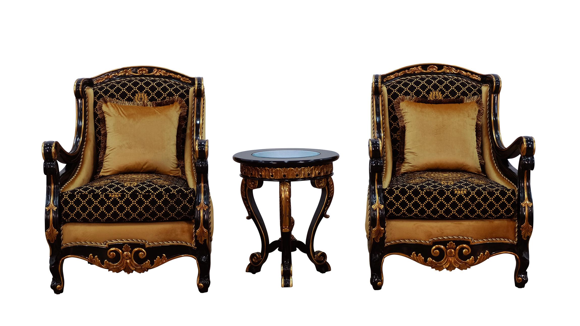 

        
663701290240Imperial Luxury Black & Dark Gold RAFFAELLO Arm Chair EUROPEAN FURNITURE Classic
