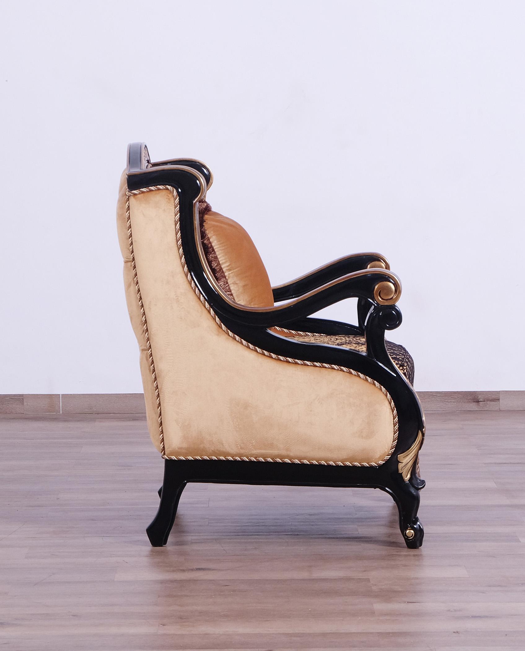 

    
Imperial Luxury Black & Dark Gold RAFFAELLO Arm Chair EUROPEAN FURNITURE Classic
