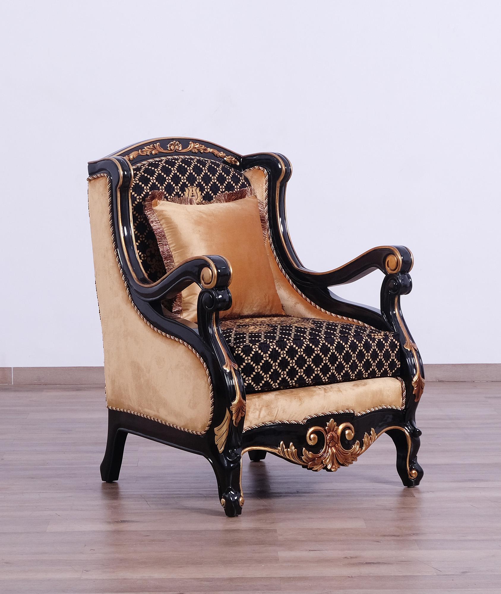 

    
EUROPEAN FURNITURE RAFFAELLO Arm Chair Antique/Silver/Gold/Black 41024-C
