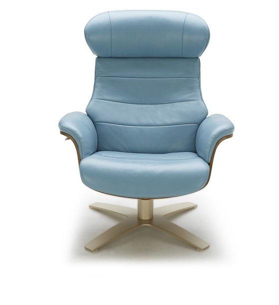 Contemporary Lounge Chair Karma SKU180481 in Light Blue Leather