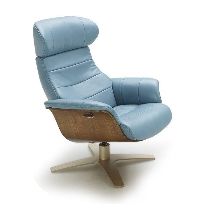 

    
Premium Blue Italian Leather Lounge Chair W/Ottoman 2Pcs Contemporary J&M Karma
