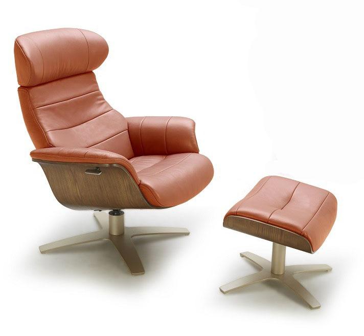 

    
Premium Pumpkin Italian Leather Lounge Chair W/Ottoman 2Pcs Contemporary J&M Karma
