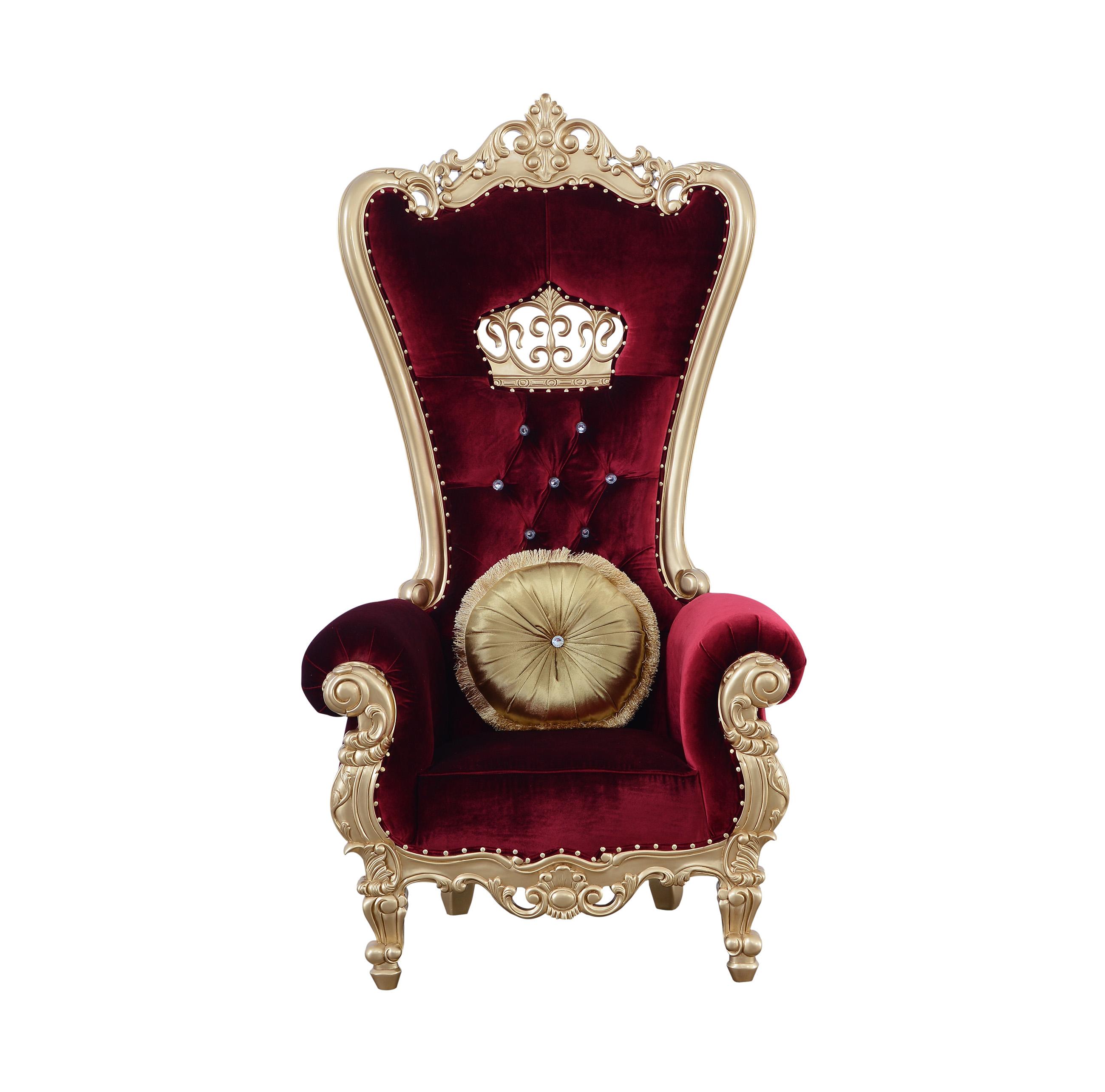 

    
Luxury Burgundy Red Velvet High Back Chair QUEEN ELIZABETH EUROPEAN FURNITURE
